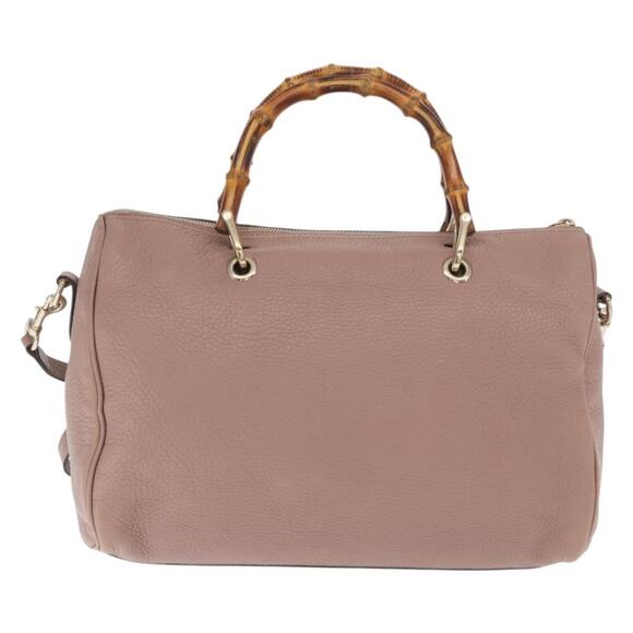 GUCCI Bamboo Hand Bag Leather 2way Pink Gold 353124 Auth ka1138 - Picture 2 of 16
